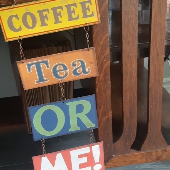 Farmhouse country rustic sign distressed tin Coffee tea Me - Picture 6 of 6